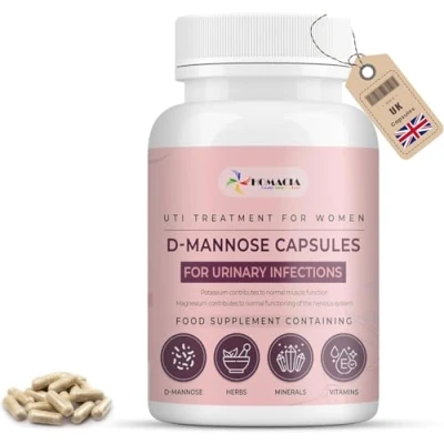 Image of D Mannose Capsules Bladder Control &amp; Urinary Tract Infection Treatment UTI for Women High Strength 2500 mg UK Manufactured 120 Caps