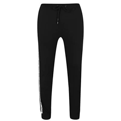 Image of DKNY Men&#039;s Lounge Pants, Designer Loungewear with Drawstring Waist, Side Stripe Jogger Black Sleepwear, XL