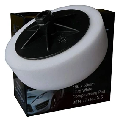Image of Fast Mover 150mm x 50mm Hard Compounding Pad M14 Thread Firm White 2600 RPM Speed Rating