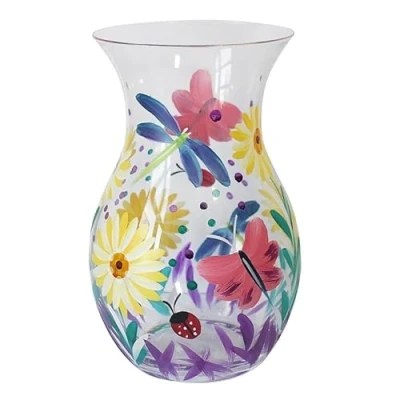Image of Lesser &amp; Pavey Lynsey Johnstone Pink Gerbera Vase For Home Office Beautiful Flower Living Room Ceramic Decorative Holder Décor Floral Print