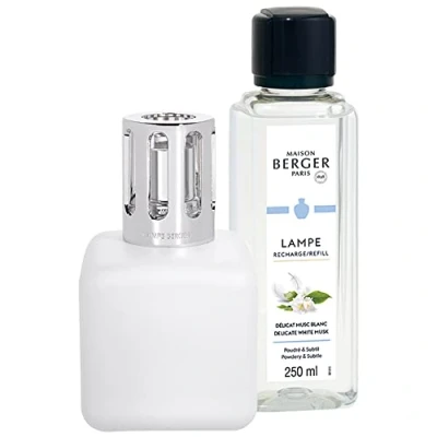 Image of MAISON BERGER Paris Glacon (Ice Cube) White Fragrance Lamp Gift Set with Delicate Musk