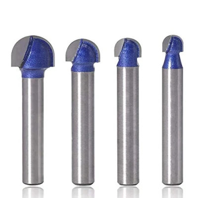 Image of Mesee 4 Pieces Cove Core Box Router Bit Set Industrial Grade Round Nose Groove Bits Woodworking Milling Cutter Tool, 1/4 Inch Shank