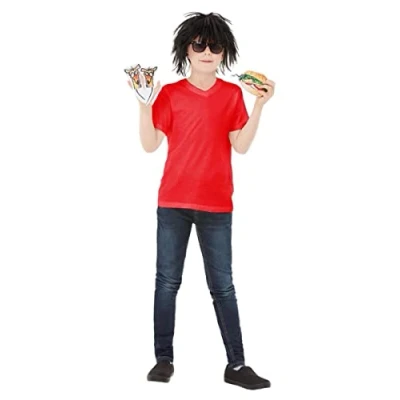 Image of Smiffys David Walliams Ratburger Kit, Black Wig, Glasses, Burger Accessory &amp; Finger Puppets, Officially Licensed Fancy Dress, Child Dress Up Accessories