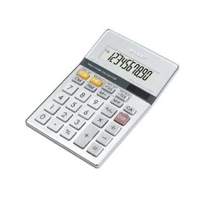 Image of Sharp Silver 10 Digit Semi Desktop Calculator EL 331ER+ FINCHLEY Refill Pen Free