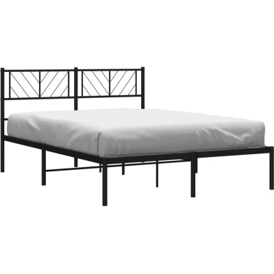 Image of vidaXL Metal Bed Frame without Mattress with Headboard Black 140x200cm