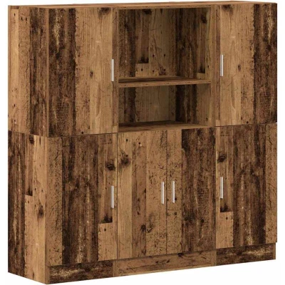 Image of vidaXL 3 Piece Kitchen Cabinet Set Old Wood Engineered