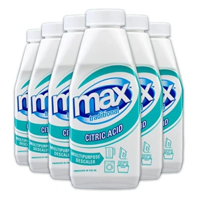 Image of Max Traditional Citric Acid, 6 x 450g Descaler &amp; Limescale Remover for Descaling Baths, Kettles, Dishwashers, Washing Machines More Fast Acting Granular Acid