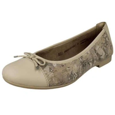 Image of Remonte D0K04 Soft Beige Metallic Leather Elegant Ballerinas (Beige, UK Footwear Size System, Adult, Women, Numeric, Medium, 5)