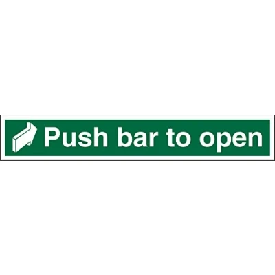Image of Seco Push Bar to Open Arrow Pointing Right Sign, 600mm x 100mm 1mm Semi Rigid Plastic