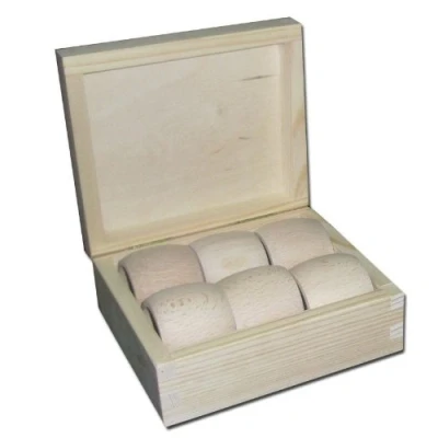 Image of DECOCRAFT (PD12) Plain Wood Wooden Box with 6 Napkin Rings (4.9cm) 150x130x58mm