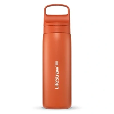 Image of LifeStraw Go Series Insulated Stainless Steel Water Filter Bottle for Travel and Everyday Use, 18oz Kyoto Orange