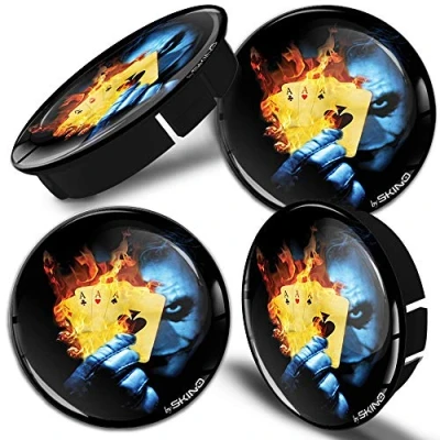 Image of SkinoEu® 4 x 60mm 3D Gel Car Wheel Centre Universal Rims Hub Center Caps Vehicle Auto Tuning Emblem Joker Poker Cards C 28