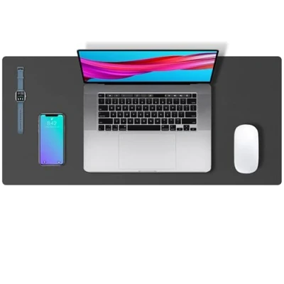 Image of Leather Desk Pad Protector,Mouse Pad,Office Mat,Non Slip PU Blotter,Laptop Pad,Waterproof Writing for Office and Home (60cm x 35cm, Gray)
