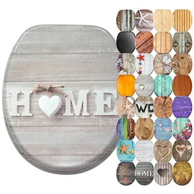 Image of Sanilo Soft Close Toilet Seat, Wide Choice of Wooden Seats, Stable Hinges, Easy to Mount (Home)