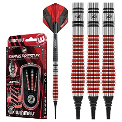 Image of WINMAU Dennis Priestley 20 gram Softip Tungsten Darts Set with Flights and Stems (Shafts)