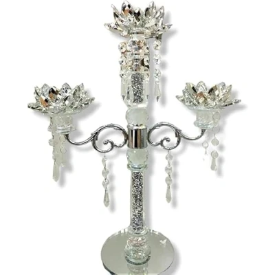 Image of Crystal Lotus Flower Candle Holder Glass Tealight Gift Holders for Home Decoration