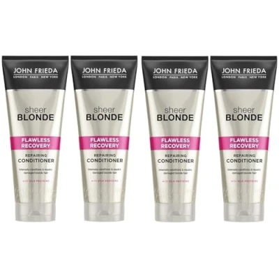 Image of John Frieda FLAWLESS RECOVERY CONDITIONER (Pack of 4) REPAIRING Condiitoner for damaged BLONDE Hair 250ml each