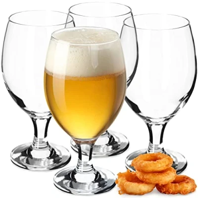 Image of KADAX Stemmed Beer Glasses 400 ml, Transparent Pint for Ales, Lagers and Stouts, Large Glassware with Stem Craft (Set of 4)