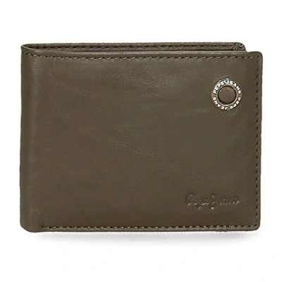 Image of Pepe Jeans Badge wallet Horizontal with Green 11.5x8x1cm Leather, green, purse
