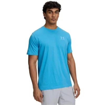 Image of Under Armour Mens UA Left Chest Logo Short Sleeve Ether Blue/White L