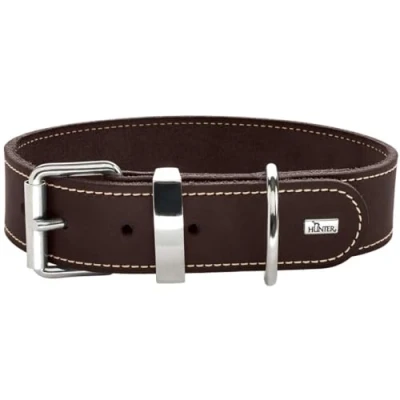 Image of HUNTER AALBORG SPECIAL Dog Collar, Leather, Durable, Comfortable, 70 (L XL), Dark Brown