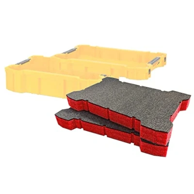 Image of Shadow Foam ToughSystem 2.0 Tool Tray Inserts [Twin Pack] for DeWalt Toolboxes Organisation (50mm, Red)