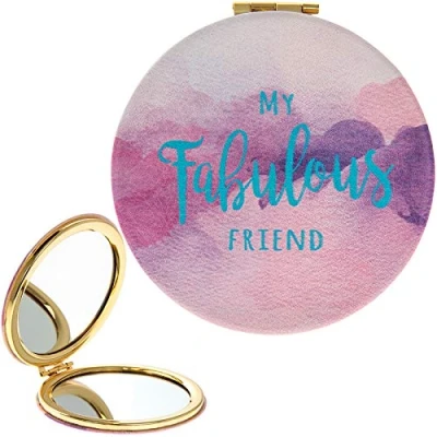 Image of My Fabulous Friend Pink Purple Water Colour Compact Dual Pocket Make Up Mirror
