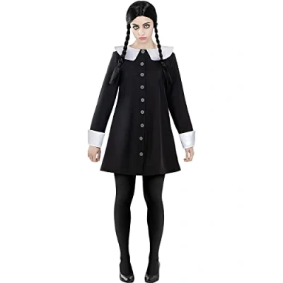 Image of Funidelia Wednesday Addams Costume The Family for woman adults accessory fancy dress &amp; props Halloween, carnival parties Size L Black