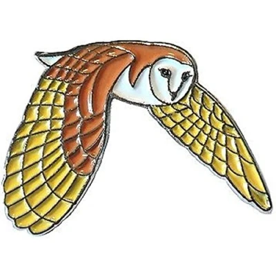 Image of Metal Enamel Pin Badge Ornithology Barn Owl Bird in Flight