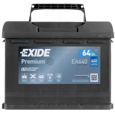 Image of 46516276, 46756133, 46756135, 46766413, 46766414 Starter battery EXIDE PREMIUM EA640 12V 64Ah 640A B13 Lead acid ALFA ROMEO: 147