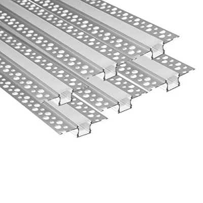 Image of Besseto Plaster in LED Profile 6 Pack 3.3ft/1m Aluminum Profile,Spots Free Trimless Drywall Channel with Milky Diffuser and End Caps