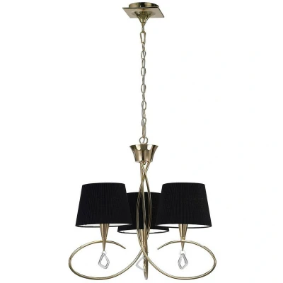 Image of Mara Pendant 3 Light E14, French Gold With Black Shades