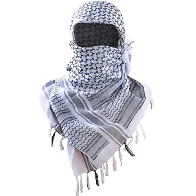 Image of Luxns Military Shemagh Tactical Desert Scarf / 100% Cotton Keffiyeh Wrap for Men And Women, White, One size
