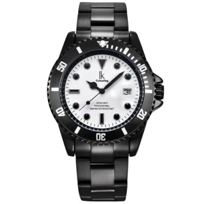Image of Alienwork Watch Men Women Black Stainless Steel Metal Strap Calendar Date White Luminous Dial Classic Elegant