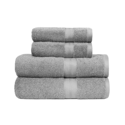 Image of Amazon Basics 4 Piece Fade resistant Bath towel set for bathroom, 100% Cotton soft and absorbent, 2 + Hand Towels, Grey