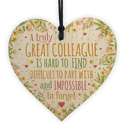 Image of RED OCEAN Colleague Birthday Gifts Thank You Wooden Heart Leaving Gift For Work Friend Keepsake