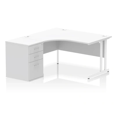 Image of Impulse 1400 LH Crescent Desk Cantilever White/White 600 High Ped