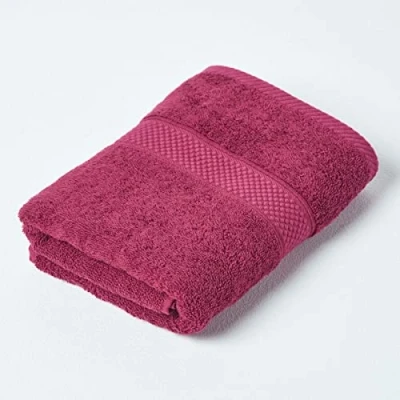 Image of HOMESCAPES Burgundy Turkish Cotton Guest Towel Super Soft Thick &amp; Absorbent 500 GSM Heavy Weight for everyday Luxury