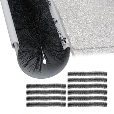 Image of Relaxdays Brush, Set of 10, 100 x 12 cm, Leaf Protection, Bird &amp; Marten Safe, Gutter Caterpillar, Black, Plastic, Stainless steel