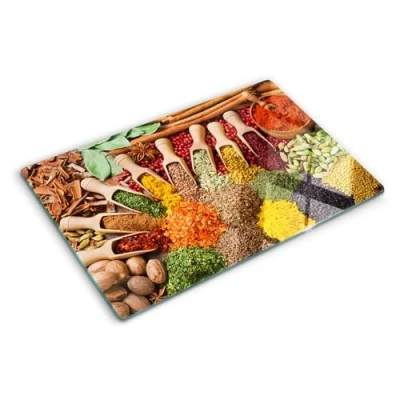 Image of Tulup Glass Chopping Board Kitchen Tempered Protection Cutting 80x52 cm Splashback 31.5x20.5 inches Colorful Spices
