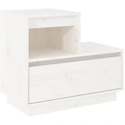 Image of vidaXL Bedside Cabinet White 60x34x51 cm Solid Wood Pine