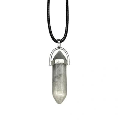 Image of VIE Double Point Pencil Pendant, Black String (Labradorite)