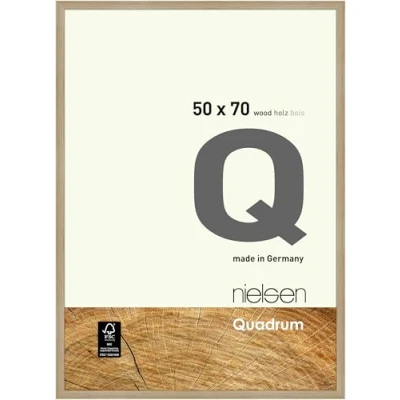 Image of nielsen Quadrum Photo Frame, 50x70cm Wood Picture Oak Natural Frame with Protective Float Glass and Push Turn Clips