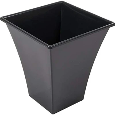 Image of Rammento 31.5cm Tall Square Planter, Black Flared Large Plastic Garden Planter Indoor Pot for House Plants/Outdoor Flower Patio &amp;