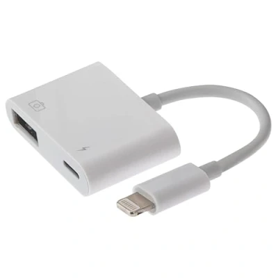 Image of Maplin Lightning Connector Camera Download Adapter USB A &amp; Charg Port