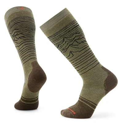 Image of Smartwool Snowboard Full Cushion Iguchi Pattern OTC Socks, WINTER MOSS, Extra Large