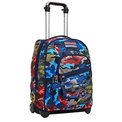 Image of Seven Rolling backpack, CAMO STAINS, Wheeled Book Bag, 2 in 1, Backpack + Trolley, For Teen, Girls&amp;Boys, School, Sport, Free Time, Laptop Sleeve, Italian Design, pink