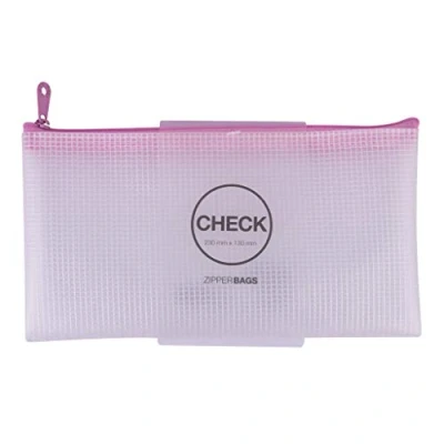 Image of APLI 18842 Zipper Bag &quot;Check&quot; Size Zip Colour Pink Nordik Collection. Measure 230 x 130 mm, Material EVA Soft Rubber