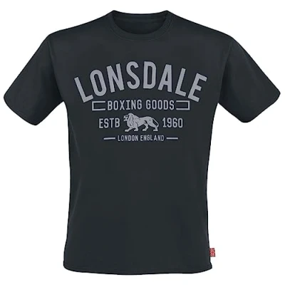 Image of Lonsdale Men&#039;s Papigoe T Shirt, Black/Grey, L