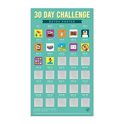 Image of Gift Republic 30 Day Challenge Scratch Off Poster Detox and Wellbeing (Size 48.6 x 28 cm), Green